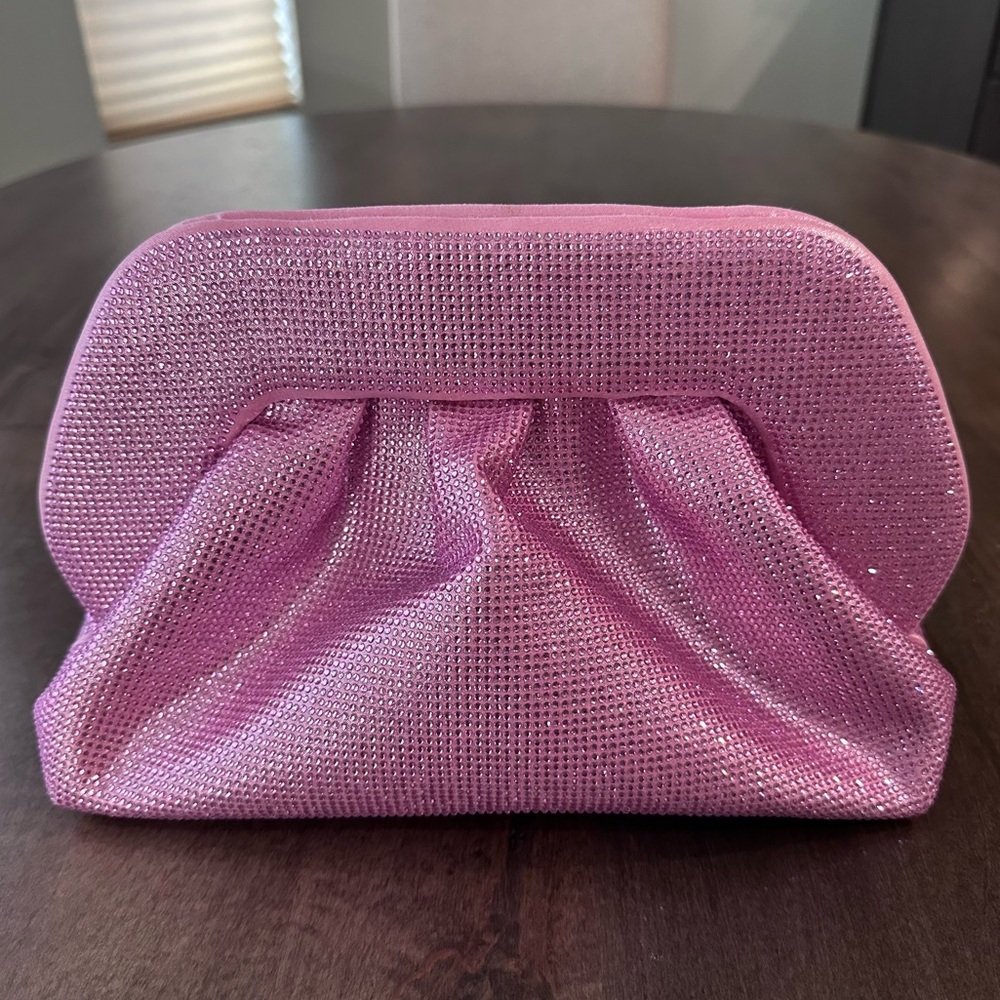 Themoirè Tia Clutch Purse Iridescent Pink Sparkly Bling Themoire Bag